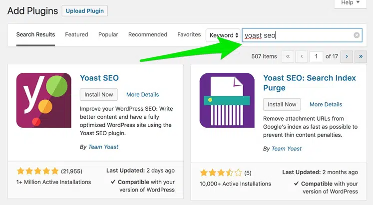 Tìm kiếm “Yoast SEO”