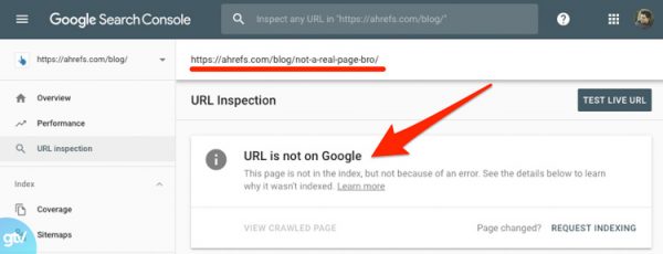 Nếu trang chưa được index, sẽ có dòng chữ “URL is not on Google”.