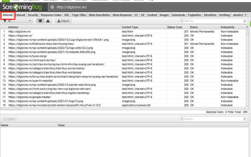 Kiểm tra lỗi liên kết nội bộ với (Internal) Screaming Frog