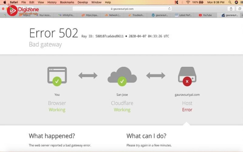 Dấu hiệu nhận biết lỗi 502 Bad Gateway